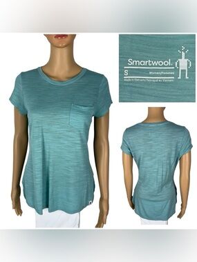 Smartwool Womens Small Shirt Everyday Exploration Slub Tee Hike Merino Green Gym
